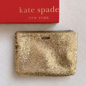 Kate Spade Gold Glitter Pouch
